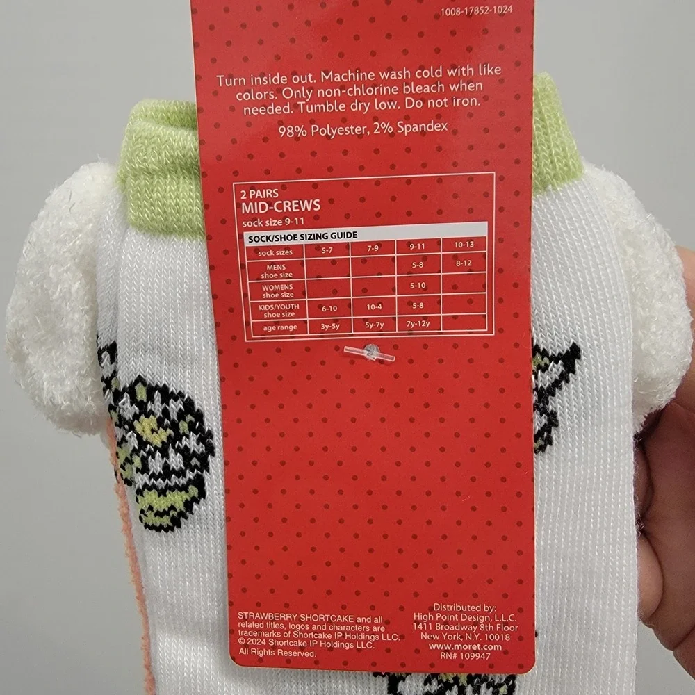 NEW Strawberry Shortcake Ruffle Cuff & Lemon Meringue Mid Crew Soft Socks 2 Pair